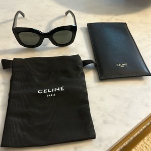 CELINE Chunky Round Acetate Sunglasses in Black